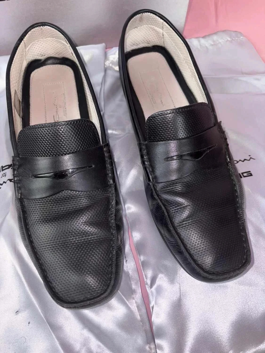 mocassins para homem santoni para amg homem tamanho 41 couro preto – photo 3